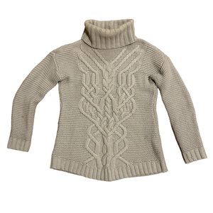 Tahari beige cable knit turtleneck sweater. S